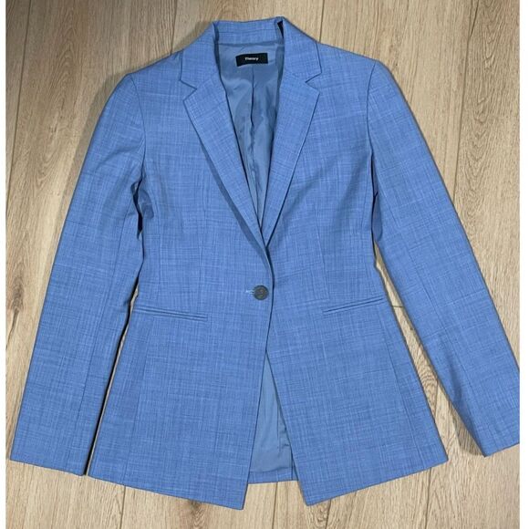 Theory Jackets & Blazers - Theory Light Blue Power Jacket, size 0 (XS)